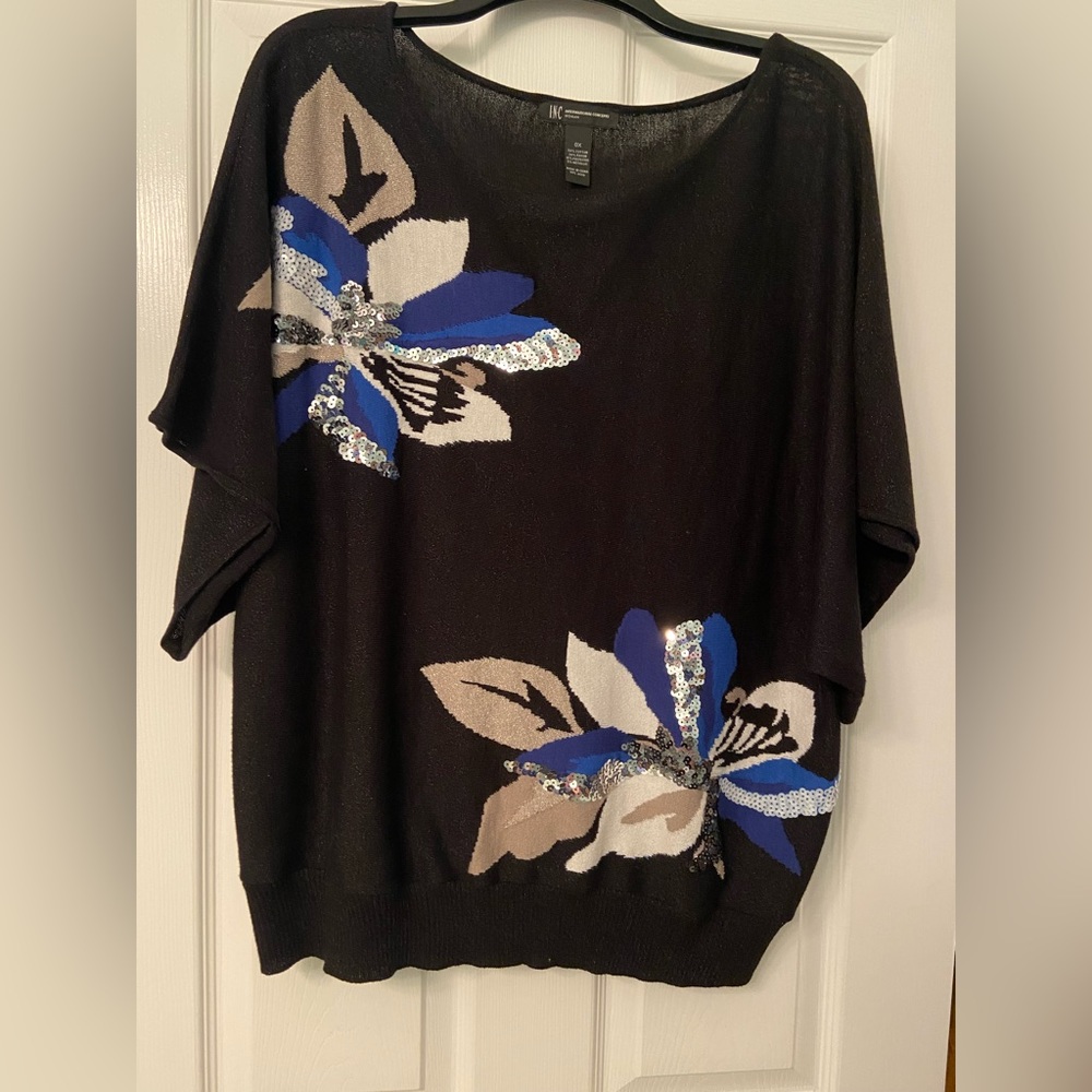 Beautiful INC black top with sequins sz 0x